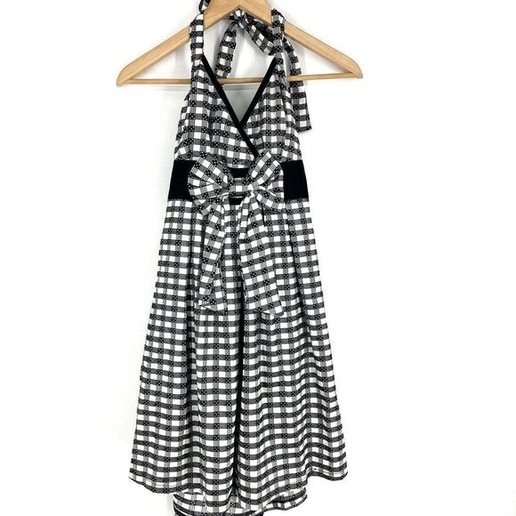 Living Dead Souls Dress Size Small Black White Check Bow Goth Emo Grunge Rave - Picture 1 of 8